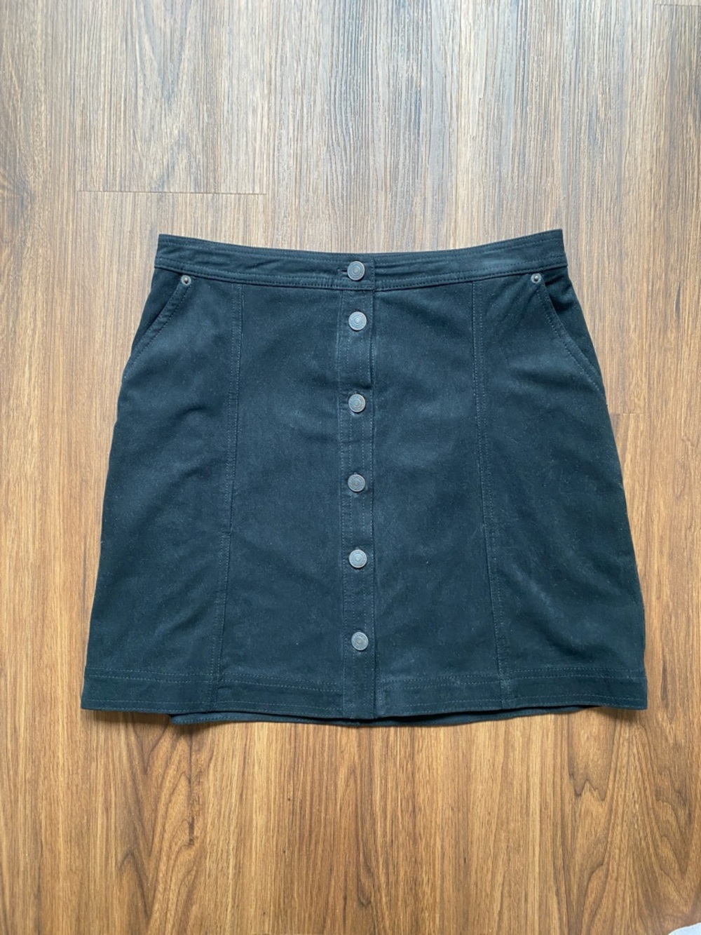 Abercrombie & Fitch | Button-Front Black A-Line Skirt